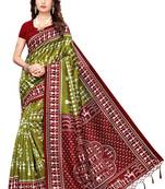 Multicolor printed art silk saree with blouse