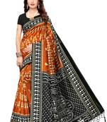 Multicolor printed art silk saree with blouse