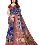 Multicolor printed art silk saree with blouse