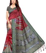 Multicolor printed art silk saree with blouse