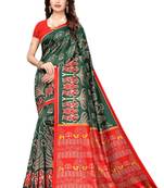 Multicolor printed art silk saree with blouse