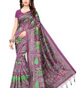 Multicolor printed art silk saree with blouse