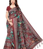 Multicolor printed art silk saree with blouse