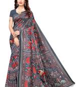 Multicolor printed art silk saree with blouse