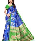 Multicolor printed art silk saree with blouse