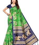Multicolor printed art silk saree with blouse