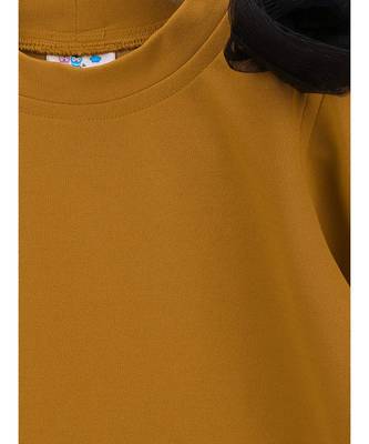 Mustard Mesh Detailing Designer Dress 3