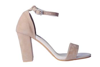 Women suede Leather Cream  ankle strap Heels 2