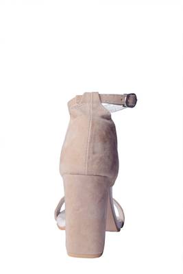 Women suede Leather Cream  ankle strap Heels 4