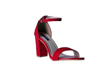 Women suede Leather Red Heels ankle strap 1
