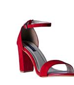 Women suede Leather Red Heels ankle strap