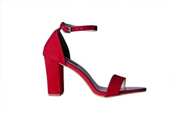 Women suede Leather Red Heels ankle strap 2