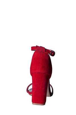Women suede Leather Red Heels ankle strap 4