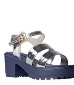 Women Synthetic Silver  block heel