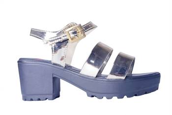 Women Synthetic Silver  block heel 2