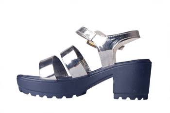 Women Synthetic Silver  block heel 3