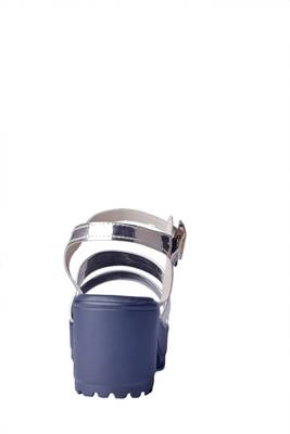 Women Synthetic Silver  block heel 4