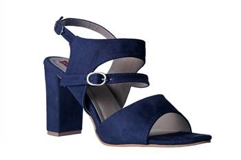 Women  blue suede Leather block Heels ankle strap 1