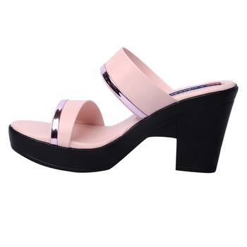 Women Synthetic Pink block heel 3