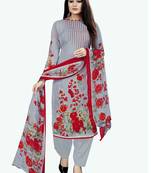Grey Floral Print Cotton Salwar