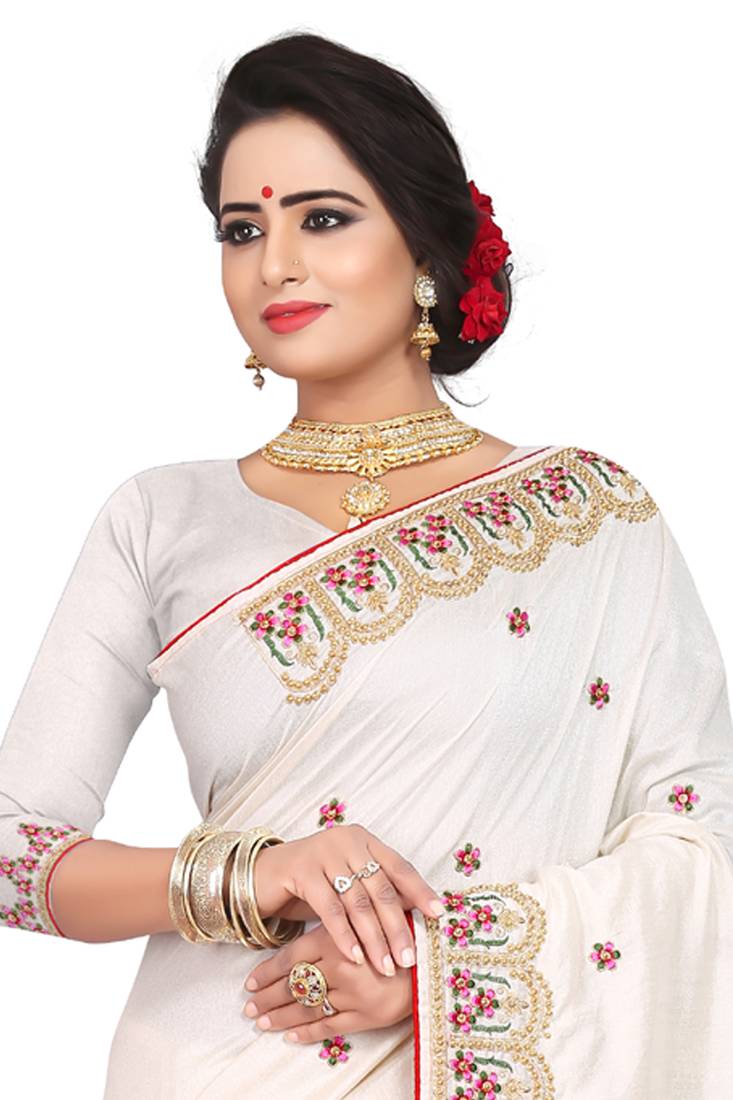 Off White Woven Design Silk Blend Sarees With Unstitched Blouse Piece