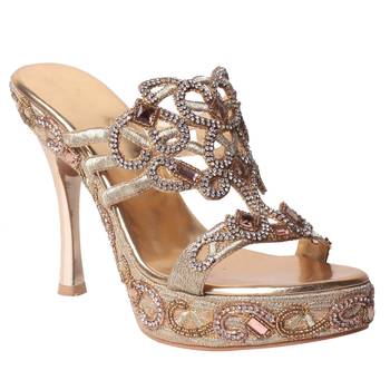 Women Synthetic Gold Heel 1