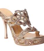 Women Synthetic Gold Heel