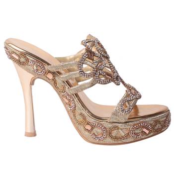 Women Synthetic Gold Heel 2