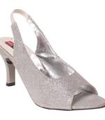 Women Synthetic Silver Heels