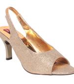 Women Synthetic Gold Heels