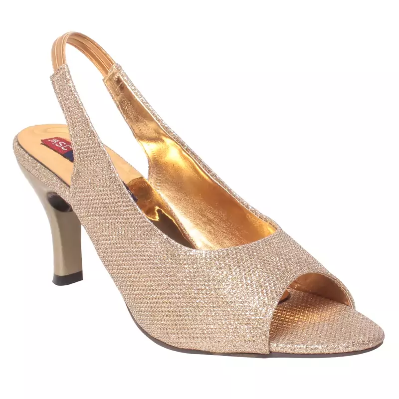 Women Synthetic Gold Heels