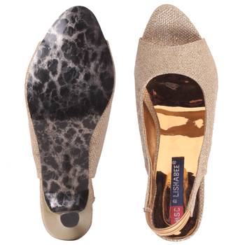 Women Synthetic Gold Heels 5