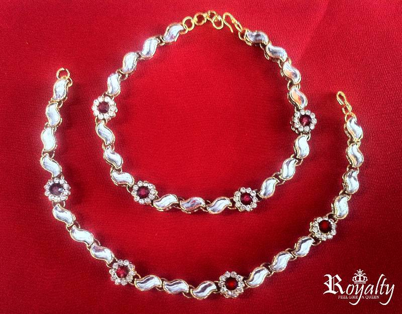 Royal Mystiqye Marron Jade Anklet,  Kundan Anklet
