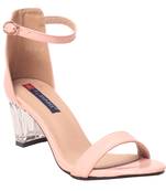 Women Synthetic Peach Heels