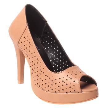 women Synthetic Beige Heels 1