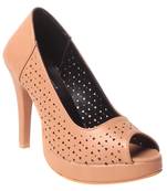 women Synthetic Beige Heels
