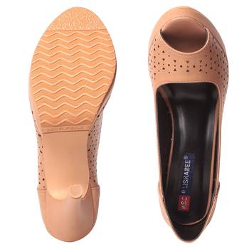 women Synthetic Beige Heels 5