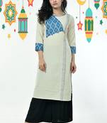 Ikkat Patched Pure Cotton Kurti With Side Panel