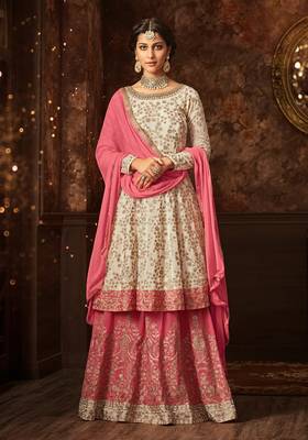 Off-white embroidered georgette salwar 1