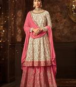 Off-white embroidered georgette salwar