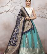 Light Blue Jacquard Semi Stitched bridal lehenga