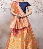 Orange Jacquard Semi Stitched bridal lehenga