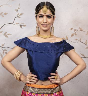 Orange Jacquard Semi Stitched bridal lehenga 2