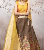 Coffee Jacquard Semi Stitched Bridal Lehenga