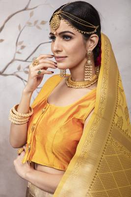 Coffee Jacquard Semi Stitched Bridal Lehenga 3