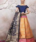 Orange Jacquard Semi Stitched bridal lehenga