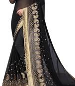 Black Embroidered Georgette Saree With Blouse