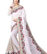 White Embroidered Georgette Saree With Blouse