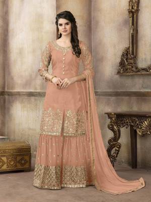 Light-orange embroidered uppada silk salwar 1