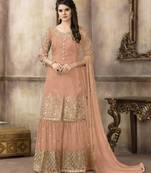 Light-orange embroidered uppada silk salwar